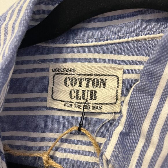 Boulevard Cotton Club Blue and White Striped Short Sleeve Button Down 2XL - Picture 2 of 4